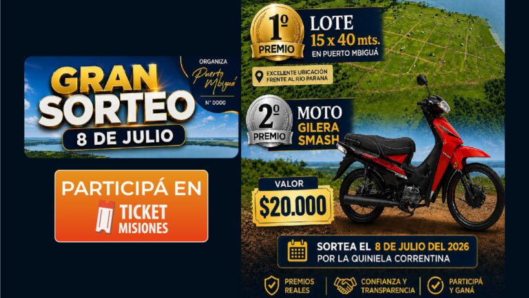 Terreno con vista al Paraná y una moto: los premios que atrapan en la ciudad