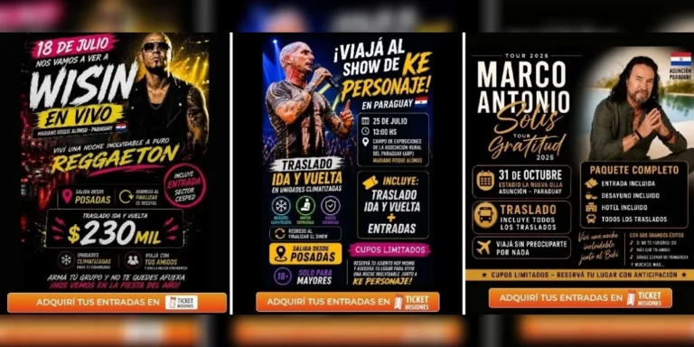 Shows en Asunción: Viaje directo desde Posadas para ver a Solís, Ke Personaje y Wisin