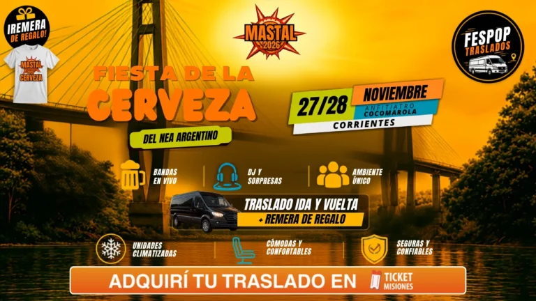 Viajes ida y vuelta desde Posadas para ver a Ciro y Damas Gratis en la Fiesta de la Cerveza del NEA